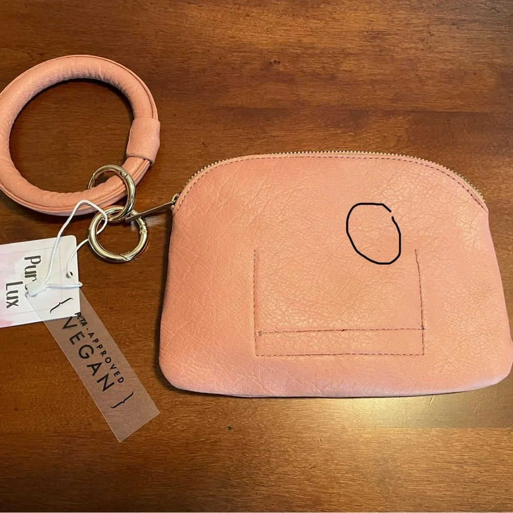 Vegan Leather Wristlet. Purse Lux Brand. Pinky Blush Color. NWT - Picture 8 of 8